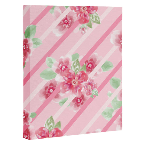 Lisa Argyropoulos Summer Blossoms Stripes Pink Art Canvas