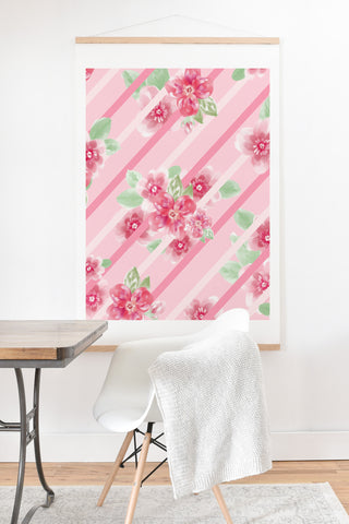 Lisa Argyropoulos Summer Blossoms Stripes Pink Art Print And Hanger