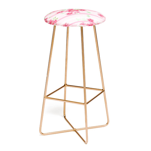 Lisa Argyropoulos Summer Blossoms Stripes Pink Bar Stool