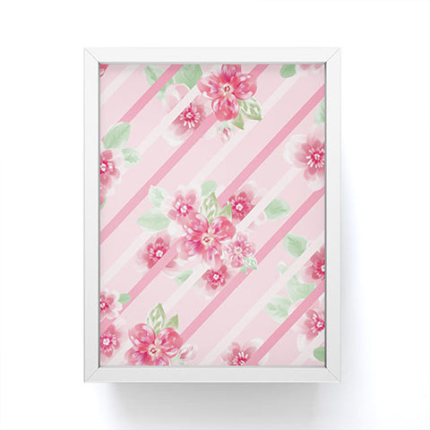 Lisa Argyropoulos Summer Blossoms Stripes Pink Framed Mini Art Print