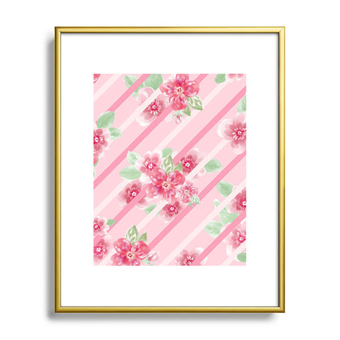 Lisa Argyropoulos Summer Blossoms Stripes Pink Metal Framed Art Print