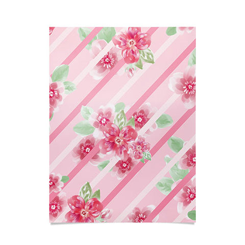 Lisa Argyropoulos Summer Blossoms Stripes Pink Poster