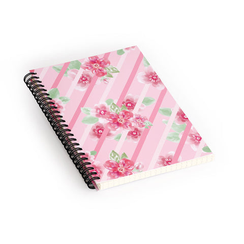 Lisa Argyropoulos Summer Blossoms Stripes Pink Spiral Notebook