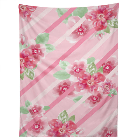 Lisa Argyropoulos Summer Blossoms Stripes Pink Tapestry