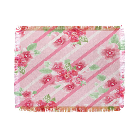 Lisa Argyropoulos Summer Blossoms Stripes Pink Throw Blanket