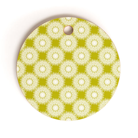 Lisa Argyropoulos Sunflowers and Chartreuse Cutting Board Round