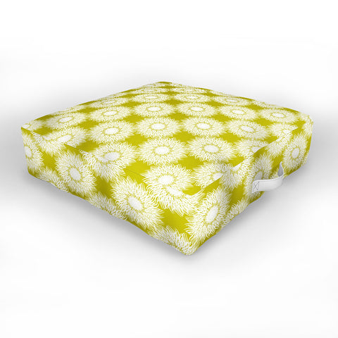 Lisa Argyropoulos Sunflowers and Chartreuse Outdoor Floor Cushion