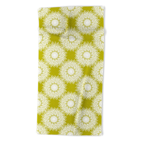 Lisa Argyropoulos Sunflowers and Chartreuse Beach Towel