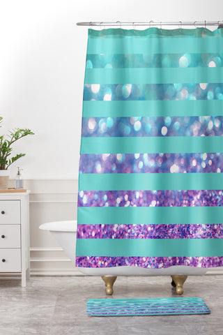 Lisa Argyropoulos Tango Frost Stripes Shower Curtain And Mat