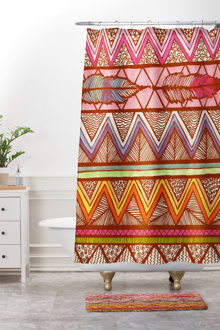 Lisa Argyropoulos Two Feathers Shower Curtain And Mat