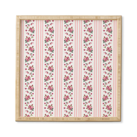 Lisa Argyropoulos Vintage Floral Stripes Pink Framed Wall Art