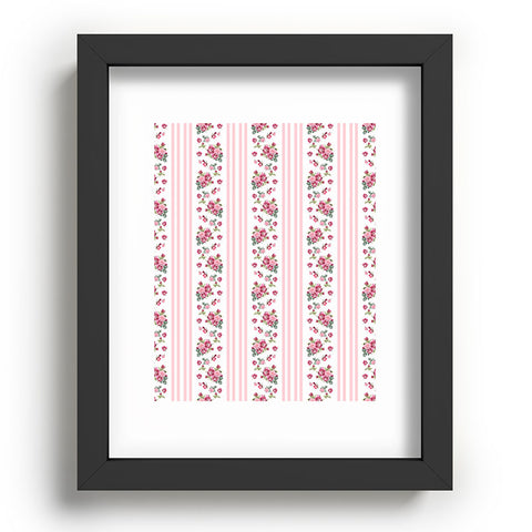 Lisa Argyropoulos Vintage Floral Stripes Pink Recessed Framing Rectangle