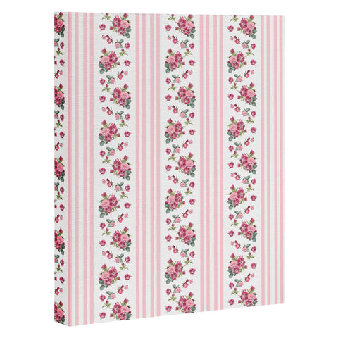 Lisa Argyropoulos Vintage Floral Stripes Pink Art Canvas