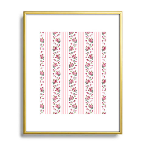 Lisa Argyropoulos Vintage Floral Stripes Pink Metal Framed Art Print