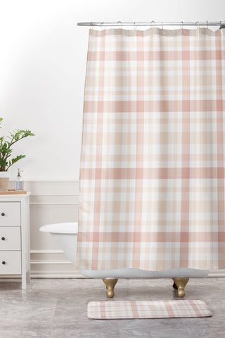 Lisa Argyropoulos Warmly Blushed Plaid Shower Curtain And Mat