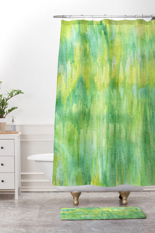 Lisa Argyropoulos Watercolor Greenery Shower Curtain And Mat
