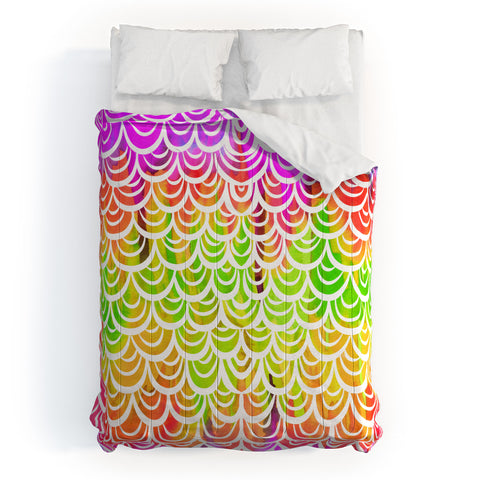 Lisa Argyropoulos Watercolor Rainbow Mermaid Comforter