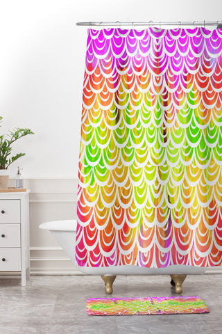 Lisa Argyropoulos Watercolor Rainbow Mermaid Shower Curtain And Mat