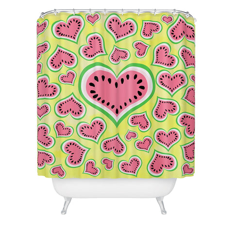Lisa Argyropoulos Watermelon Love Sunny Yellow Shower Curtain