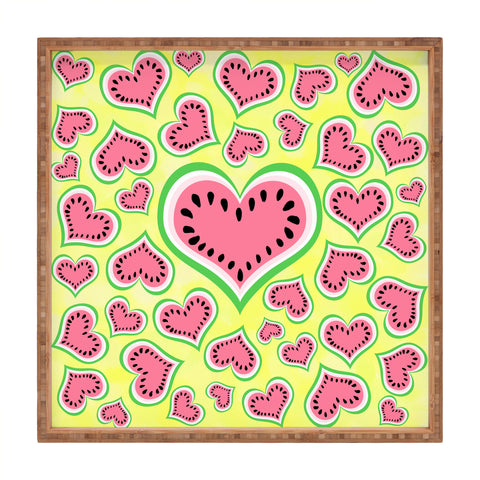 Lisa Argyropoulos Watermelon Love Sunny Yellow Square Tray