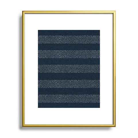 Little Arrow Design Co angrand stipple stripes navy Metal Framed Art Print
