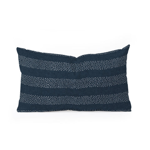Little Arrow Design Co angrand stipple stripes navy Oblong Throw Pillow