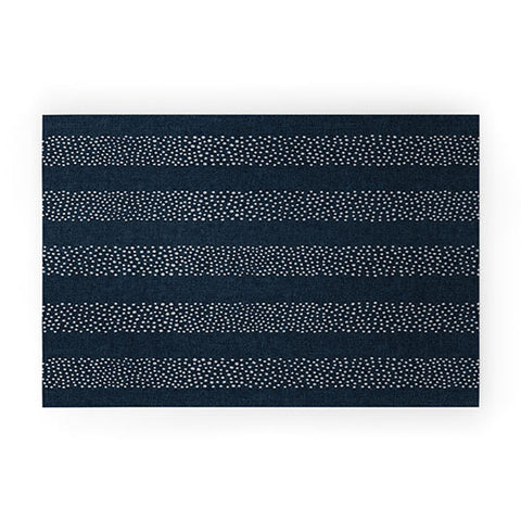 Little Arrow Design Co angrand stipple stripes navy Welcome Mat