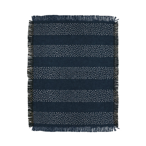Little Arrow Design Co angrand stipple stripes navy Throw Blanket