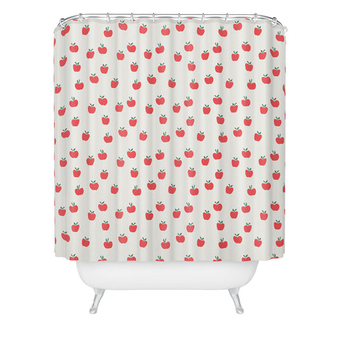 Little Arrow Design Co apple picking on cream Shower Curtain