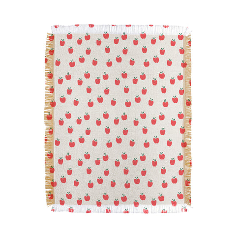 Little Arrow Design Co apple picking on cream Throw Blanket