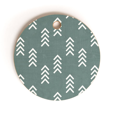 Little Arrow Design Co arcadia arrows teal Cutting Board Round