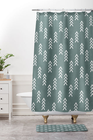 Little Arrow Design Co arcadia arrows teal Shower Curtain And Mat