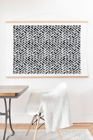 Little Arrow Design Co arcadia herringbone in black Art Print And Hanger