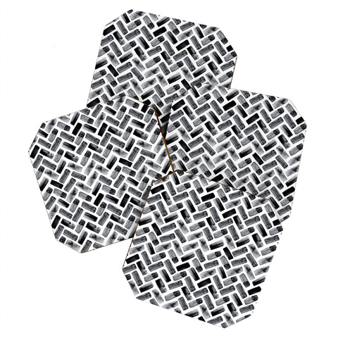 Little Arrow Design Co arcadia herringbone in black Coaster Set