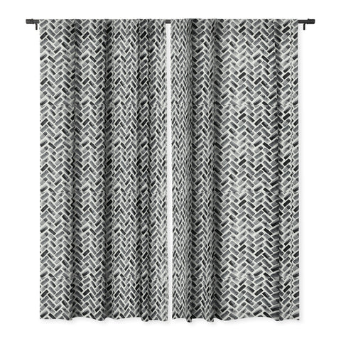 Little Arrow Design Co arcadia herringbone in black Blackout Window Curtain