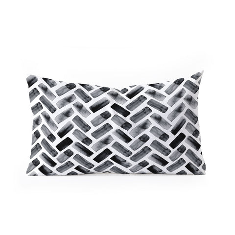Little Arrow Design Co arcadia herringbone in black Oblong Throw Pillow
