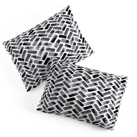 Little Arrow Design Co arcadia herringbone in black Pillow Shams