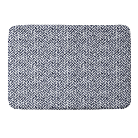 Little Arrow Design Co arcadia herringbone in indigo Memory Foam Bath Mat