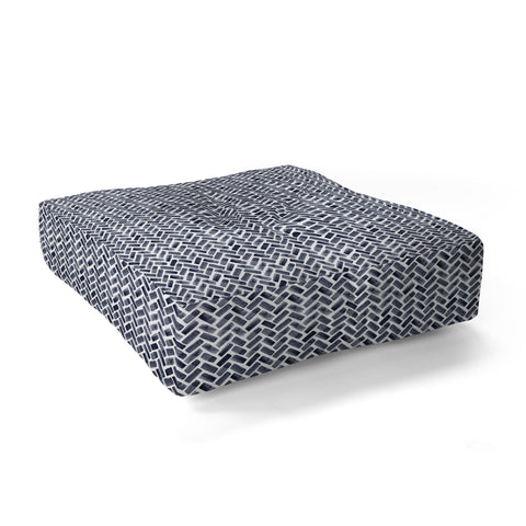 Little Arrow Design Co arcadia herringbone in indigo Floor Pillow Square