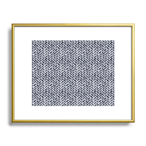 Little Arrow Design Co arcadia herringbone in indigo Metal Framed Art Print