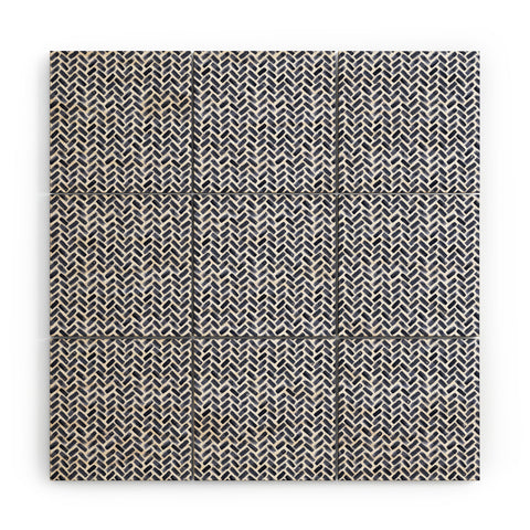Little Arrow Design Co ARCADIA WATERCOLOR HERRINGBONE IN INDIGO Wood Wall Mural