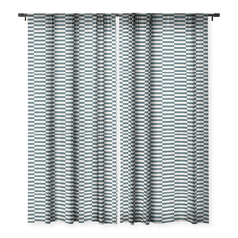 Little Arrow Design Co aria blue rectangle tiles Sheer Window Curtain