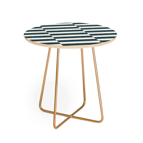 Little Arrow Design Co aria blue rectangle tiles Round Side Table