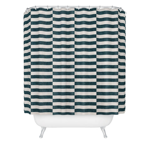 Little Arrow Design Co aria blue rectangle tiles Shower Curtain