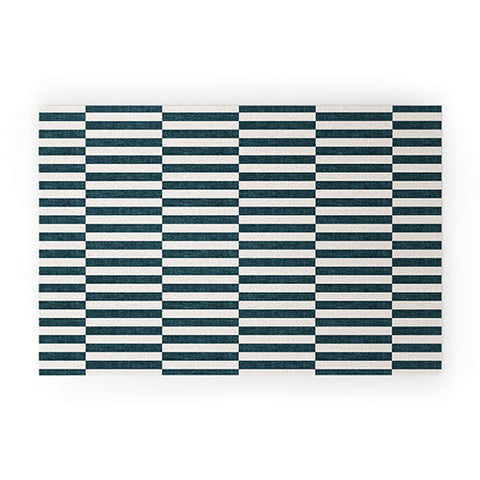 Little Arrow Design Co aria blue rectangle tiles Welcome Mat
