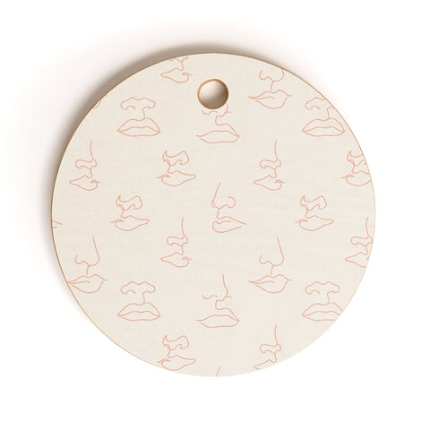 Little Arrow Design Co aria blush line faces Cutting Board Round