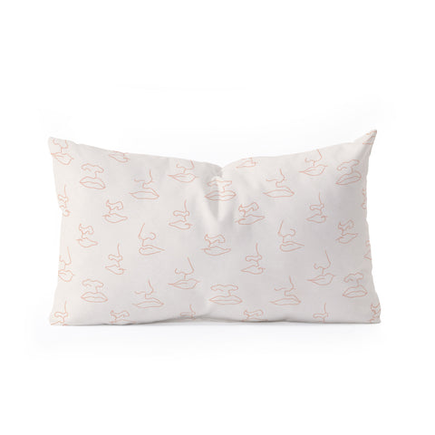 Little Arrow Design Co aria blush line faces Oblong Throw Pillow