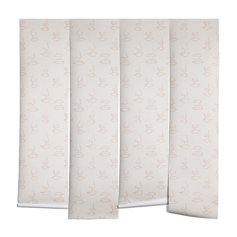 Little Arrow Design Co aria blush line faces Wall Mural