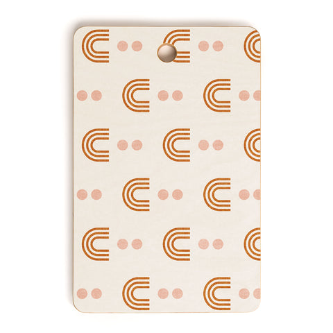 Little Arrow Design Co aria orange geometric rainbows Cutting Board Rectangle