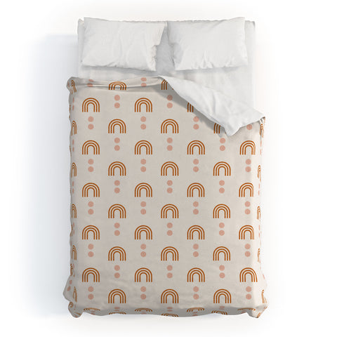 Little Arrow Design Co aria orange geometric rainbows Duvet Cover
